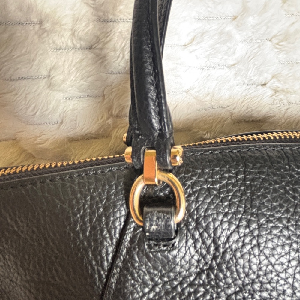 Coach New York Black Pebbled Leather Prairie Satchel Crossbody Gold Hardware - Picture 6 of 13